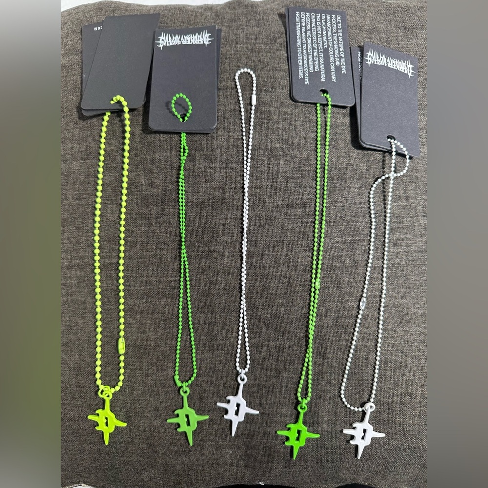Green and Silver Star Pendant Necklaces